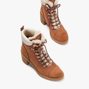 kate spade Brown Lace Up Boots with Cream Accents